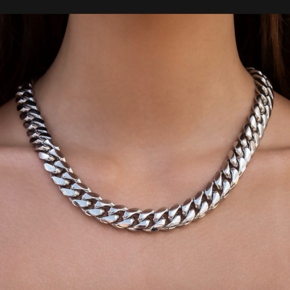 GLD Signature Cuban in White Gold- 12mm Chain Necklace 16 inches long Christmas - Picture 9 of 11